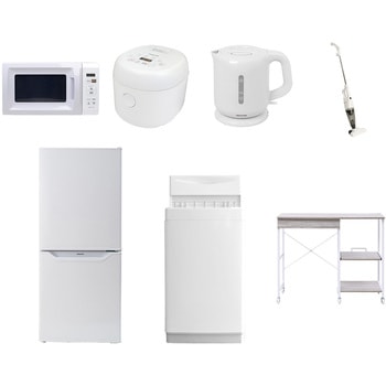 【家電セット】7点セット (6kg洗濯機 106L冷蔵庫 電子レンジ 炊飯器 電気ケトル スティッククリーナー レンジラック) YAMAZEN(山善)