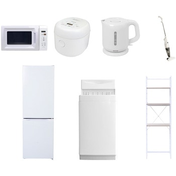 【家電セット】7点セット (6kg洗濯機 157L冷蔵庫 電子レンジ 炊飯器 電気ケトル スティッククリーナー 家電収納ラック) YAMAZEN(山善)