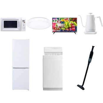【家電セット】7点セット (6kg洗濯機 157L冷蔵庫 電子レンジ シーリングライト 32型液晶テレビ 温調ケトル 軽量クリーナー) YAMAZEN(山善)