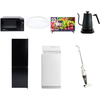 【家電セット】7点セット (6kg洗濯機 157L冷蔵庫 電子レンジ シーリングライト 32型液晶テレビ 温調ケトル スティッククリーナー) YAMAZEN(山善)