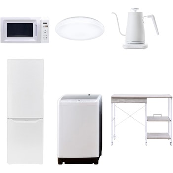 【家電セット】6点セット (8kg洗濯機 173L冷蔵庫 電子レンジ シーリングライト 温調ケトル レンジラック) YAMAZEN(山善)