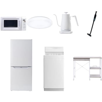 【家電セット】7点セット (6kg洗濯機 106L冷蔵庫 電子レンジ シーリングライト 温調ケトル 軽量クリーナー レンジラック) YAMAZEN(山善)