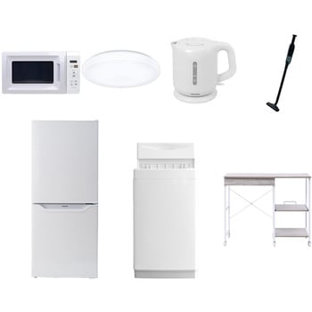 【家電セット】7点セット (6kg洗濯機 106L冷蔵庫 電子レンジ シーリングライト 電気ケトル 軽量クリーナー レンジラック) YAMAZEN(山善)