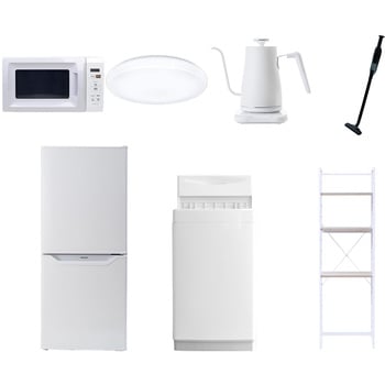 【家電セット】7点セット (6kg洗濯機 106L冷蔵庫 電子レンジ シーリングライト 温調ケトル 軽量クリーナー 家電収納ラック) YAMAZEN(山善)