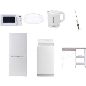 【家電セット】7点セット (6kg洗濯機 106L冷蔵庫 電子レンジ シーリングライト 電気ケトル スティッククリーナー レンジラック) YAMAZEN(山善)