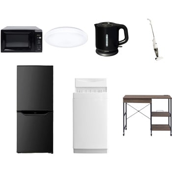 【家電セット】7点セット (6kg洗濯機 106L冷蔵庫 電子レンジ シーリングライト 電気ケトル スティッククリーナー レンジラック) YAMAZEN(山善)