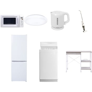 【家電セット】7点セット (6kg洗濯機 157L冷蔵庫 電子レンジ シーリングライト 電気ケトル スティッククリーナー レンジラック) YAMAZEN(山善)