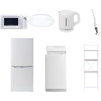 【家電セット】7点セット (6kg洗濯機 106L冷蔵庫 電子レンジ シーリングライト 電気ケトル スティッククリーナー 家電収納ラック) YAMAZEN(山善)