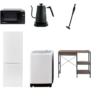 【家電セット】6点セット (8kg洗濯機 173L冷蔵庫 電子レンジ 温調ケトル 軽量クリーナー レンジラック) YAMAZEN(山善)
