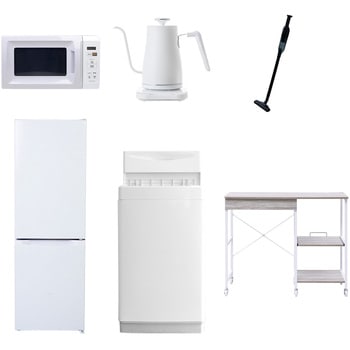 【家電セット】6点セット (6kg洗濯機 157L冷蔵庫 電子レンジ 温調ケトル 軽量クリーナー レンジラック) YAMAZEN(山善)