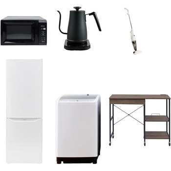 【家電セット】6点セット (8kg洗濯機 173L冷蔵庫 電子レンジ 温調ケトル スティッククリーナー レンジラック) YAMAZEN(山善)