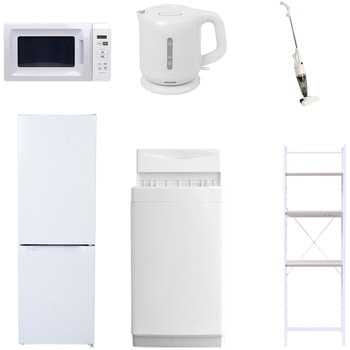 【家電セット】6点セット (6kg洗濯機 157L冷蔵庫 電子レンジ 電気ケトル スティッククリーナー 家電収納ラック) YAMAZEN(山善)