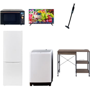 【家電セット】6点セット (8kg洗濯機 173L冷蔵庫 オーブンレンジ 32型液晶テレビ 軽量クリーナー レンジラック) - YAMAZEN(山善)