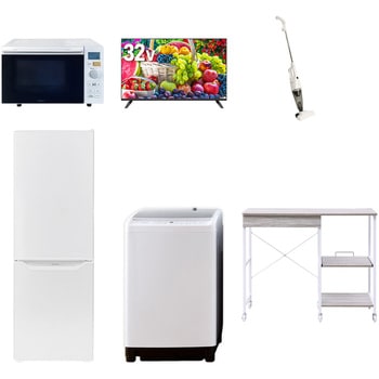 【家電セット】6点セット (8kg洗濯機 173L冷蔵庫 オーブンレンジ 32型液晶テレビ スティッククリーナー レンジラック) YAMAZEN(山善)