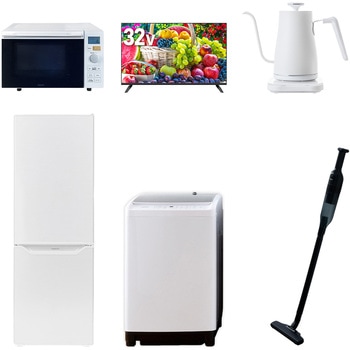 【家電セット】6点セット (8kg洗濯機 173L冷蔵庫 オーブンレンジ 32型液晶テレビ 温調ケトル 軽量クリーナー) YAMAZEN(山善)