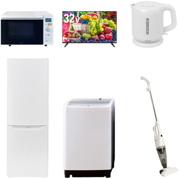 【家電セット】6点セット (8kg洗濯機 173L冷蔵庫 オーブンレンジ 32型液晶テレビ 電気ケトル スティッククリーナー) - YAMAZEN(山善)