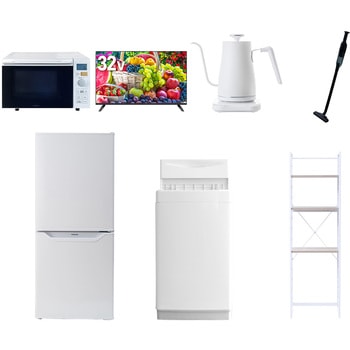【家電セット】7点セット (6kg洗濯機 106L冷蔵庫 オーブンレンジ 32型液晶テレビ 温調ケトル 軽量クリーナー 家電収納ラック) YAMAZEN(山善)