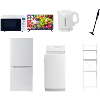 【家電セット】7点セット (6kg洗濯機 106L冷蔵庫 オーブンレンジ 32型液晶テレビ 電気ケトル 軽量クリーナー 家電収納ラック) YAMAZEN(山善)