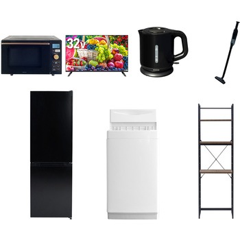 【家電セット】7点セット (6kg洗濯機 157L冷蔵庫 オーブンレンジ 32型液晶テレビ 電気ケトル 軽量クリーナー 家電収納ラック) YAMAZEN(山善)