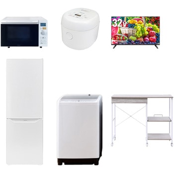 【家電セット】6点セット (8kg洗濯機 173L冷蔵庫 オーブンレンジ 炊飯器 32型液晶テレビ レンジラック) - YAMAZEN(山善)