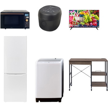 【家電セット】6点セット (8kg洗濯機 173L冷蔵庫 オーブンレンジ 炊飯器 32型液晶テレビ レンジラック) - YAMAZEN(山善)