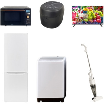 【家電セット】6点セット (8kg洗濯機 173L冷蔵庫 オーブンレンジ 炊飯器 32型液晶テレビ スティッククリーナー) YAMAZEN(山善)