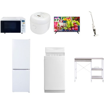 【家電セット】7点セット (6kg洗濯機 157L冷蔵庫 オーブンレンジ 炊飯器 32型液晶テレビ スティッククリーナー レンジラック) YAMAZEN(山善)