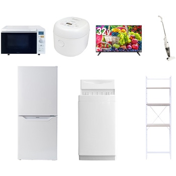 【家電セット】7点セット (6kg洗濯機 106L冷蔵庫 オーブンレンジ 炊飯器 32型液晶テレビ スティッククリーナー 家電収納ラック) YAMAZEN(山善)