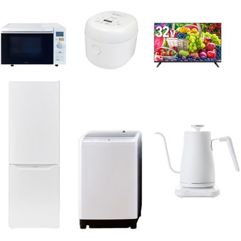 【家電セット】6点セット (8kg洗濯機 173L冷蔵庫 オーブンレンジ 炊飯器 32型液晶テレビ 温調ケトル) YAMAZEN(山善)