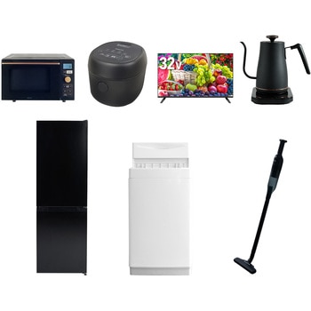 【家電セット】7点セット (6kg洗濯機 157L冷蔵庫 オーブンレンジ 炊飯器 32型液晶テレビ 温調ケトル 軽量クリーナー) YAMAZEN(山善)