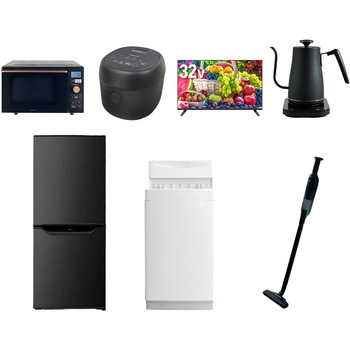 【家電セット】7点セット (6kg洗濯機 106L冷蔵庫 オーブンレンジ 炊飯器 32型液晶テレビ 温調ケトル 軽量クリーナー) YAMAZEN(山善)