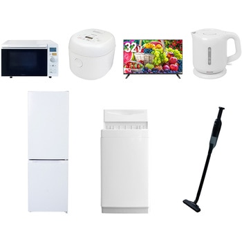 【家電セット】7点セット (6kg洗濯機 157L冷蔵庫 オーブンレンジ 炊飯器 32型液晶テレビ 電気ケトル 軽量クリーナー) YAMAZEN(山善)