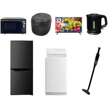【家電セット】7点セット (6kg洗濯機 106L冷蔵庫 オーブンレンジ 炊飯器 32型液晶テレビ 電気ケトル 軽量クリーナー) YAMAZEN(山善)