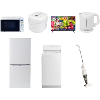 【家電セット】7点セット (6kg洗濯機 106L冷蔵庫 オーブンレンジ 炊飯器 32型液晶テレビ 電気ケトル スティッククリーナー) YAMAZEN(山善)