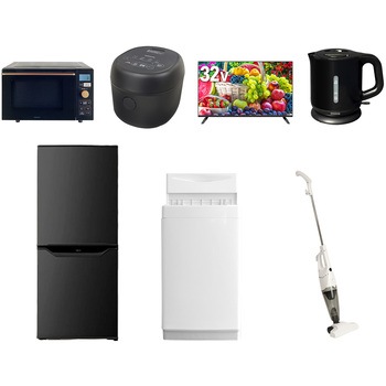 【家電セット】7点セット (6kg洗濯機 106L冷蔵庫 オーブンレンジ 炊飯器 32型液晶テレビ 電気ケトル スティッククリーナー) YAMAZEN(山善)