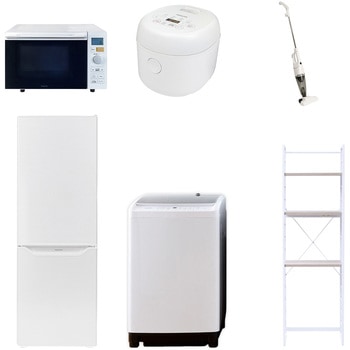 【家電セット】6点セット (8kg洗濯機 173L冷蔵庫 オーブンレンジ 炊飯器 スティッククリーナー 家電収納ラック) YAMAZEN(山善)