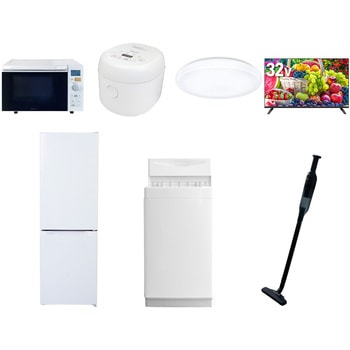 【家電セット】7点セット (6kg洗濯機 157L冷蔵庫 オーブンレンジ 炊飯器 シーリングライト 32型液晶テレビ 軽量クリーナー) - YAMAZEN(山善)