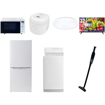 【家電セット】7点セット (6kg洗濯機 106L冷蔵庫 オーブンレンジ 炊飯器 シーリングライト 32型液晶テレビ 軽量クリーナー) YAMAZEN(山善)