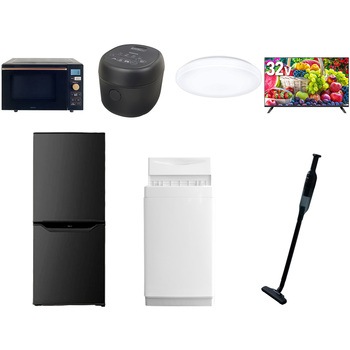 【家電セット】7点セット (6kg洗濯機 106L冷蔵庫 オーブンレンジ 炊飯器 シーリングライト 32型液晶テレビ 軽量クリーナー) YAMAZEN(山善)