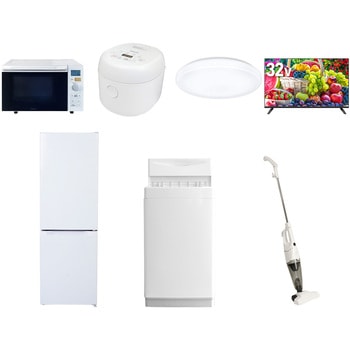 【家電セット】7点セット (6kg洗濯機 157L冷蔵庫 オーブンレンジ 炊飯器 シーリングライト 32型液晶テレビ スティッククリーナー) YAMAZEN(山善)