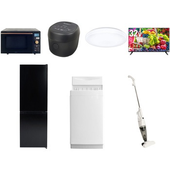 【家電セット】7点セット (6kg洗濯機 157L冷蔵庫 オーブンレンジ 炊飯器 シーリングライト 32型液晶テレビ スティッククリーナー) YAMAZEN(山善)