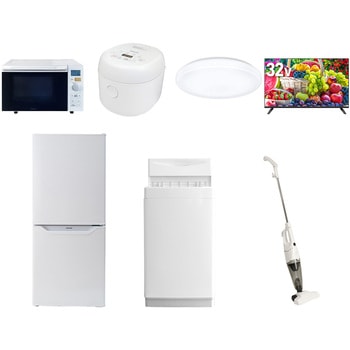 【家電セット】7点セット (6kg洗濯機 106L冷蔵庫 オーブンレンジ 炊飯器 シーリングライト 32型液晶テレビ スティッククリーナー) YAMAZEN(山善)