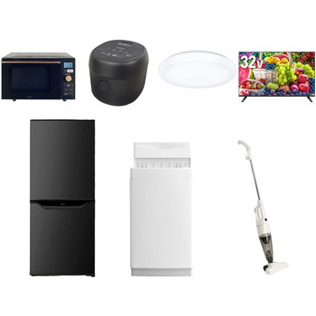 【家電セット】7点セット (6kg洗濯機 106L冷蔵庫 オーブンレンジ 炊飯器 シーリングライト 32型液晶テレビ スティッククリーナー) YAMAZEN(山善)