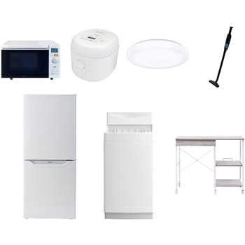 【家電セット】7点セット (6kg洗濯機 106L冷蔵庫 オーブンレンジ 炊飯器 シーリングライト 軽量クリーナー レンジラック) YAMAZEN(山善)