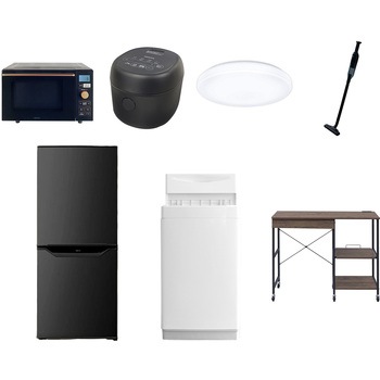 【家電セット】7点セット (6kg洗濯機 106L冷蔵庫 オーブンレンジ 炊飯器 シーリングライト 軽量クリーナー レンジラック) YAMAZEN(山善)