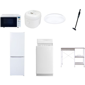 【家電セット】7点セット (6kg洗濯機 157L冷蔵庫 オーブンレンジ 炊飯器 シーリングライト 軽量クリーナー レンジラック) YAMAZEN(山善)