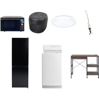 【家電セット】7点セット (6kg洗濯機 157L冷蔵庫 オーブンレンジ 炊飯器 シーリングライト スティッククリーナー レンジラック) YAMAZEN(山善)