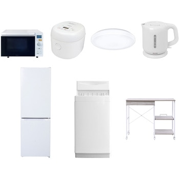 【家電セット】7点セット (6kg洗濯機 157L冷蔵庫 オーブンレンジ 炊飯器 シーリングライト 電気ケトル レンジラック) YAMAZEN(山善)