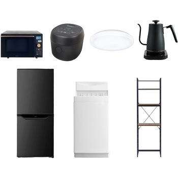 【家電セット】7点セット (6kg洗濯機 106L冷蔵庫 オーブンレンジ 炊飯器 シーリングライト 温調ケトル 家電収納ラック) YAMAZEN(山善)