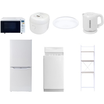 【家電セット】7点セット (6kg洗濯機 106L冷蔵庫 オーブンレンジ 炊飯器 シーリングライト 電気ケトル 家電収納ラック) YAMAZEN(山善)